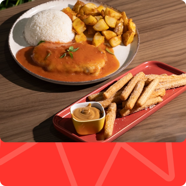 Parmegiana com churros